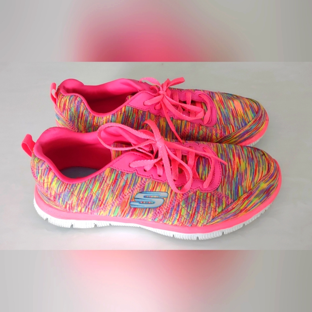 Skechers Women's Neon Multicolor Athletic Shoes - Picture 1 of 8